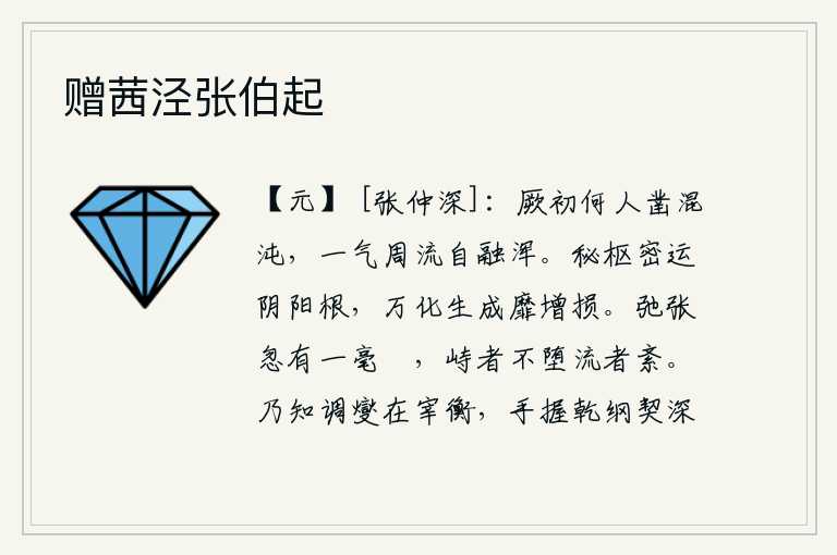 赠茜泾张伯起