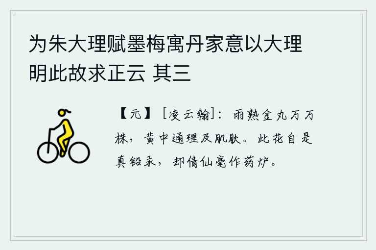 为朱大理赋墨梅寓丹家意以大理明此故求正云 其三